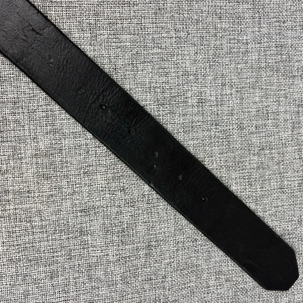 Booty Boutique‎ Vintage Black Leather Belt Give Love Belt Buckle Size XL Vintage